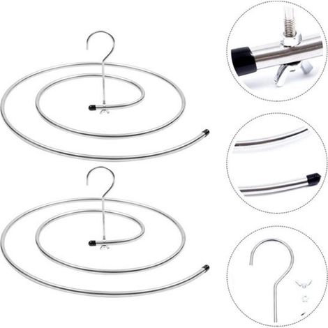 Séchoirs à linge en spirale 2 pièces – Séchoirs suspendus pour couettes et draps – Diamètre 41,8 cm – Supports de séchage pour vêtements et linge de maison – Argent (1/5)
