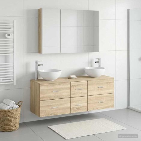 vidaXL Bathroom Furniture Set 4 pcs Sonoma Oak (1/5)