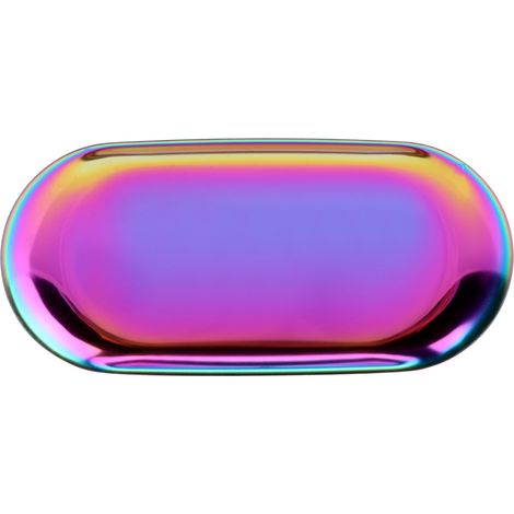Bandeja de almacenamiento de acero inoxidable de estilo nórdico para cosméticos, joyas y pasteles, ideal para oficinas (Rainbow S)