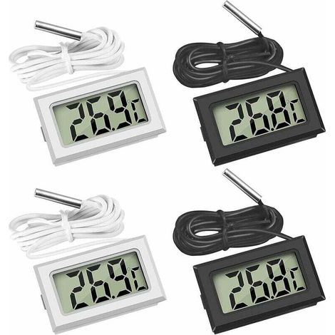 Mini Digital LCD Thermomètre Température avec Sonde de Température Capteur Testeur ,Guazhuni (2X Noir 2X Blanc) (1/4)