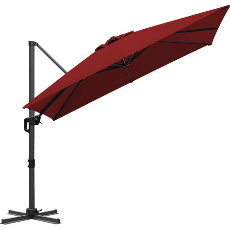 Randaco Sombrilla exterior roja: lona amplia y protección UV.