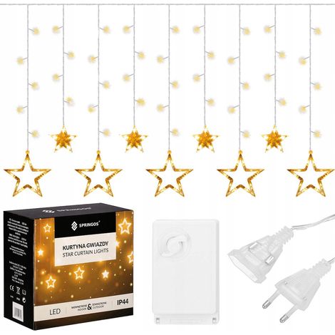 TENDA STELLE LUCI DI NATALE 138LED GIRLANDA 4m A CORRENTE BIANCO CALDO