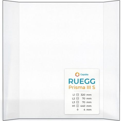 Vitre Ruegg PRISMA III S - Verre Prismatique pour insert - (70 + 320 + 70) x 440 mm (L2+L1+L3 x H1) - 4 mm