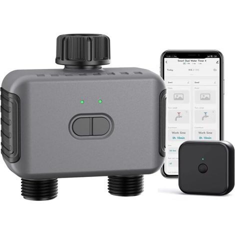 WIFI Bewässerungscomputer Automatisch - Smart Garten Zeitschaltuhr für Wasserhahn - 2 Zonen Steuerung - App Gesteuert mit Timer Funktion - für Rasensprenger & Tropfbewässerung (1/5)