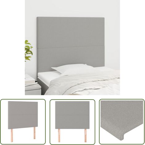 The Living Store Têtes de lit 2 pcs Gris clair 80x5x78/88 cm Tissu - Tête De Lit - Têtière De Lit - Meuble De Chambre - Literie - Décoration Chambre (1/5)