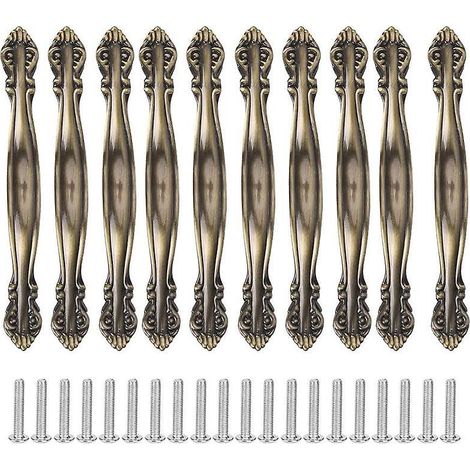 lot De 10 Poignes Bronze - 64mm Meubles Vintage Poignes Sculptes Pour Armoire Tiroir Contient Vis
