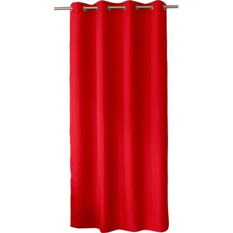 Homemaison – Rideau oeillets rouge 140x240 cm – 100% polyester bachette 120 g/m² – Lavable en machine à 30°C – Prêt à poser