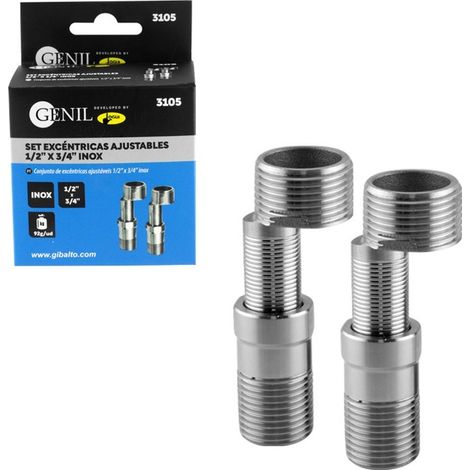 Set de 2 excéntricas ajustables GENIL acero inoxidable 1/2" x 3/4" 55-75 mm (1/5)