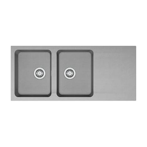 Franke – Évier de cuisine 2 bacs avec égouttoir – Tectonite gris – Dimensions 1160 x 510 mm – Trop plein discret et facile à nettoyer