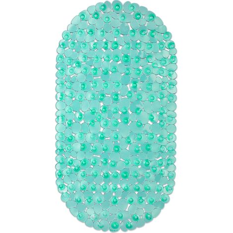 Relaxdays Alfombrilla Bañera Look Piedras, Esterilla Antideslizante Ducha, con Ventosas, 68x35,5cm, Verde