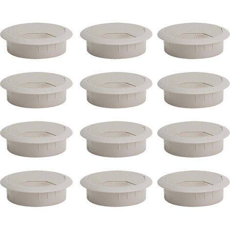 Lot de 10 passe-câbles pour ordinateur de bureau, diamètre 50 mm (gris et blanc)-6.50X2.00X1.60CM