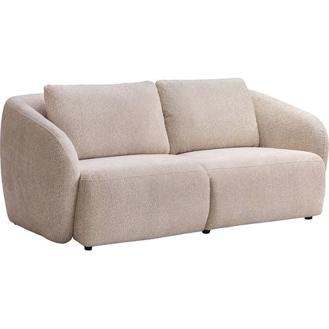 Canapé 2 places en tissu chenille beige LIRUNO (1/2)