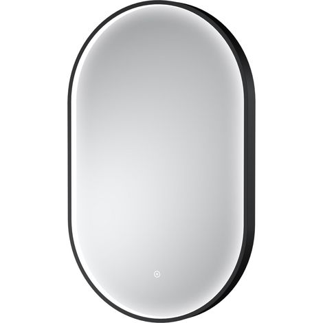 Hudson Reed Columba Black Inset Framed LED Touch Sensor Bathroom Mirror 800mm H x 500mm W