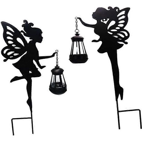 Lot de 2 lampes solaires féériques en métal à piquer pour l'extérieur, idéales pour la pelouse et la terrasse. (1/5)