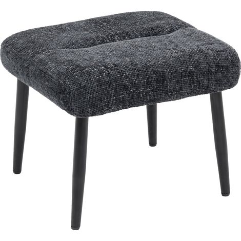 Pouf d’appoint compact en tissu doux, assise moelleuse et pieds en acier thermolaqué, pour salon ou chambre, gris foncé, 45 x 41 x 38 cm - CHICFURN (1/5)