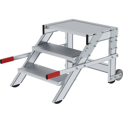 MUNK Arbeitspodest fahrbar Aluminium geriffelt 600mm Stufenbreite 3 Stufen (1/3)