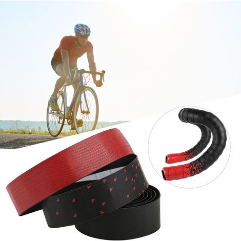 Ruban de guidon vélo antidérapant respirant - Bande de poignée cycliste enroulée noir rouge (1/5)