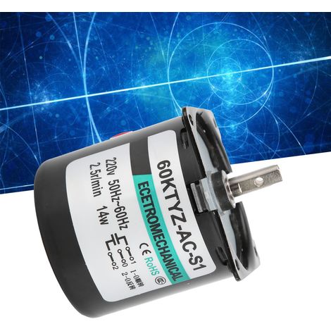 XD60KTYZ 14-W-Wechselstrom-Synchronmotor, langsam laufender Permanentmagnetmotor, drehmomentstarker, bidirektionaler Mikromotor mit niedriger Drehzahl, 2,5 U/min Mittelwelle, 220 V Wechselstrom (1/5)