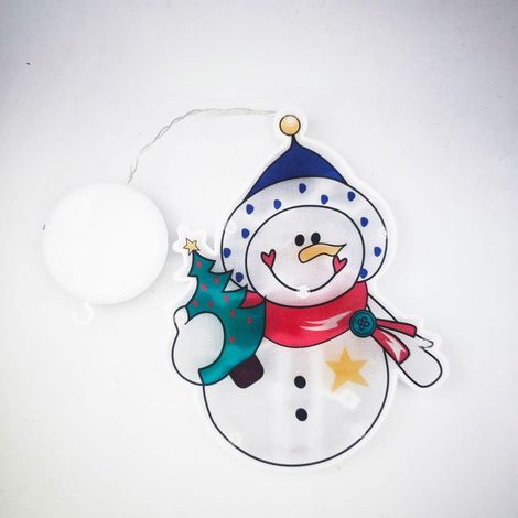 Lichterkette mit Saugnapf, LED, zur Dekoration von Fenstern, Türen, Weihnachtsbäumen (Schneemann)