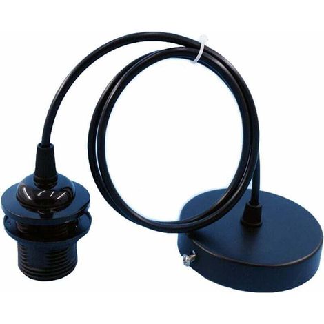 1 Porte lampe E27, suspension noir, câble 1m, fer et PVC, pour bar, café, maison (1/4)