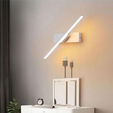 Moderne LED Applique Murale avec Tactile Dimmable Interrupteur Intérieur Lampe Murale LED avec 330° Pivotant Bras Aluminum Rechargeable Luminaire Mural pour Chambre Salon (Blanc Lumière Chaude,30CM) (1/5)