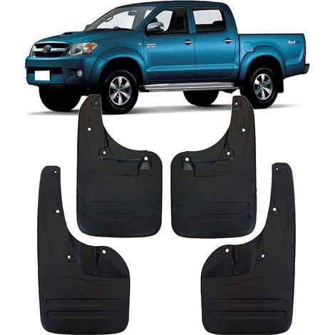 4 Stück Auto-Schmutzfänger für TOYOTA HILUX/VIGO KUN25 KUN26 2005–2014 2006 2007 2008 2009 2010 2011 2012 2013, Schmutzfänger vorne und hinten, Automodifikation mit Schrauben, Befestigungszubehör
