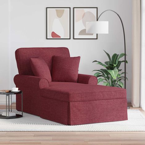 Chaise Lounge mit Rock mit Kissen 3 pcs Weinrot Stoff