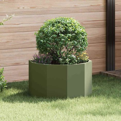 Pflanzkübel Olive Grün 60 x 60 x 35 cm Stahl