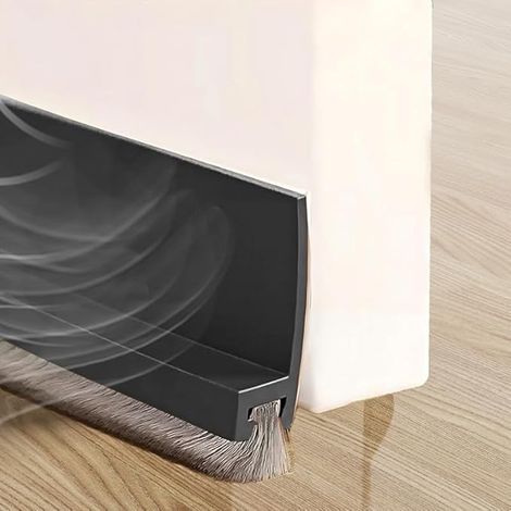 Noir Joint de Porte, Auto-adhésif et Peut être Coupé à la Taille, Joint Brosse Isolation Phonique Porte, Boudin de Porte, Calfeutrer Bas de Porte, (Black) (1/5)