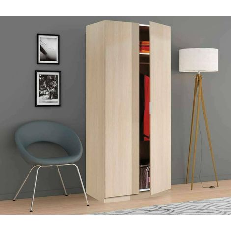 Armario 81x52x180h cm con 2 puertas y 1 estante roble claro – Gelso (1/5)
