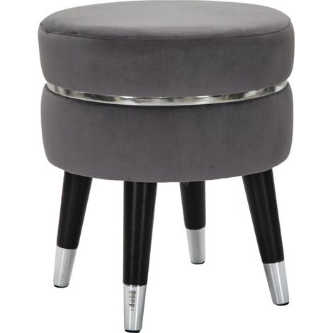 Tabouret Design "Paris" 40cm Gris Foncé & Argent