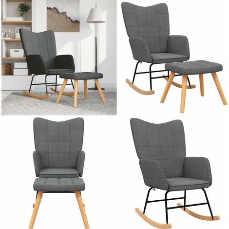 Schaukelsessel mit Hocker Dunkelgrau Stoff - Schaukelstuhl - Relaxsessel - Lounge Chair - Esszimmerstuhl - Wohnzimmerstuhl - Home & Living (1/5)