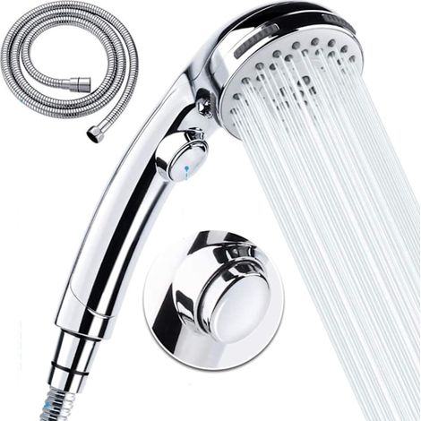 Douchette à main avec 5 réglages, haute pression, bouton pause et flexible, pour une utilisation quotidienne dans la salle de bain.-AquaForge (1/3)