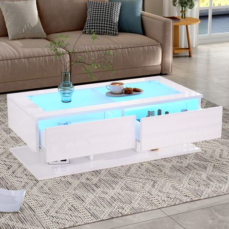 Tisch Wohnzimmertisch Aufbewahrung 100 50 35 Glas OKMYHOME (1/5)