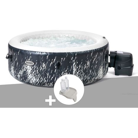Kit spa gonflable Intex PureSpa Galaxie rond Bulles avec LED 4 places + Porte-verre