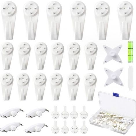 (Weiß) 43-teiliges Set Wandhaken für Bilderrahmen, unsichtbarer Kunststoff (1/5)