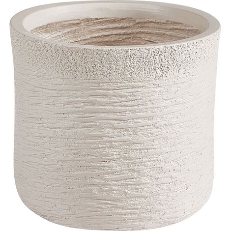 Cache-Pot d'Extérieur Rond 26 x 26 x 25 cm en Fibre d'Argile Beige Samos