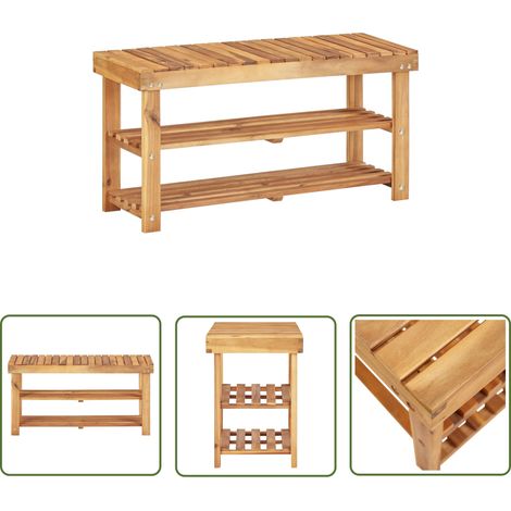 Range-chaussures 90x32x46 cm Bois d'acacia massif (1/5)