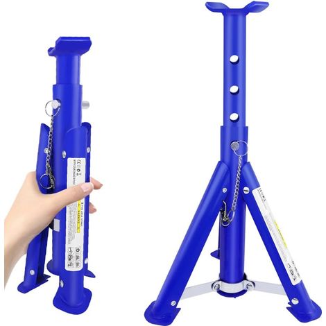 For Honda Toyota Audi 3 Tonne Capacity Axle Stands Foldable Adjustable Height Steel Durable Strong Ratchet Type Jack Stands Pair of 2 (1/4)