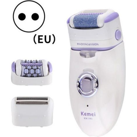 Epilateur - Tondeuse - Pédicure - Rasoir Visage Corps - 3 en 1 Rechargeable - ABS - Violet - 11 x 6 x 3 cm - 40 min d'autonomie (1/4)