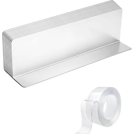 10 Pièces Separateur Etagere, Séparateur pour Armoire Transparent, 20 x 3 x 6 cm Séparateurs Détagères en Forme de L, Séparateurs de Sac Multifonctionnel, pour Armoires, Penderies, Tiroirs (1/5)