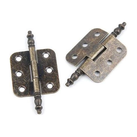 Charnières anciennes, 7035 mm, charnières vintage pour portes de meubles, charnières pliantes rétro à 6 trous, charnières décoratives en fer, charnières anciennes pour portes de meubles avec 24 vis po (1/5)