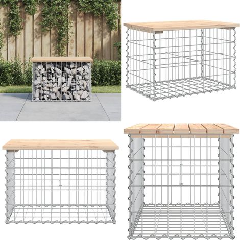 Panca Giardino Design Gabbione 63x44x42 cm Legno Massello Pino - Seduta esterna - Panca in legno