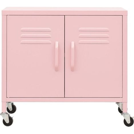 Armoire de Rangement en Métal Rose, 60x35x56 cm, Meuble de Stockage avec Portes, Organisateur Robuste pour Cuisine, Salon ou Bureau (1/5)