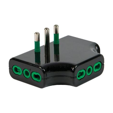ADATTATORE TRIPLO RIBASSATO 16A-16A FME - NERO 2P+T- 2 pezzi