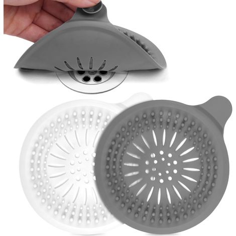 2 Pcs Protection de Drain de Silicone, Filtre Evier avec Ventouse, Filtre de Couverture de Drain de Baignoire, Filtre À Cheveux et Saletés Anti-Colmatage pour Évier de Douche Baignoire
