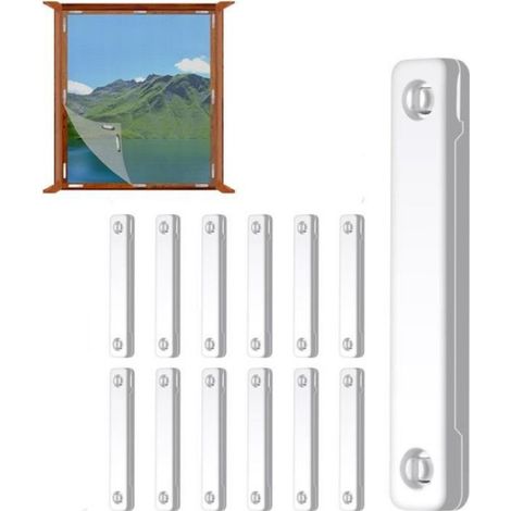 Moustiquaire de fenêtre - - 12 aimants - Fixation magnétique - Ajustable - Blanc (1/4)