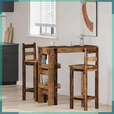 856860 Table bar mural vieux bois 102x45x103,5 cm bois d'ingénierie (1/5)