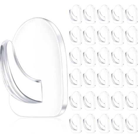 30 Pièces Support Mural Adhésif Transparent pour Suspension, Crochets sans Couture Réutilisables Transparents Petits Cintres Collants en Acrylique avec Autocollant non Marquant (1/5)
