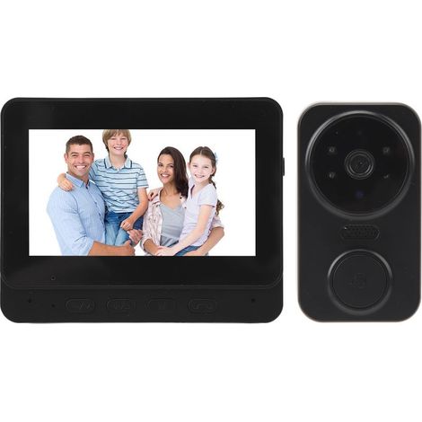 Système D'interphone Vidéo, Visiophone Intelligent 1080P, Sonnette Dingdong à Vision Nocturne Intelligente sans Fil WiFi avec Moniteur Intérieur,Vision Nocturne (1/5)